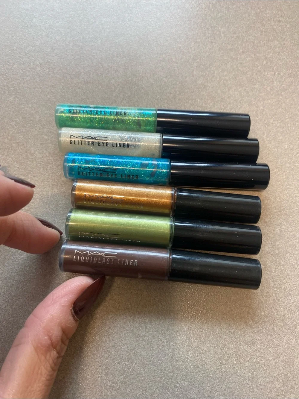 MAC Cosmetics Glitter Eye Liner Set - Green, Silver, Teal, Gold, Lime, Brown
